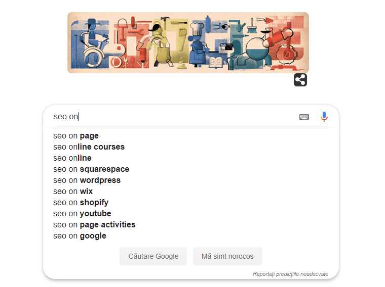 Sugestii Cuvinte cheie Google
